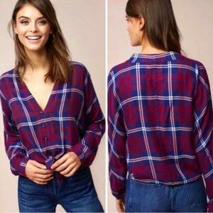 Rails Sloane Cropped Tie Front Flannel Plaid Shirt Plaid in Size Small